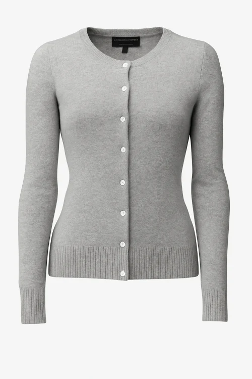 Cashmere Cardigan - White Grey