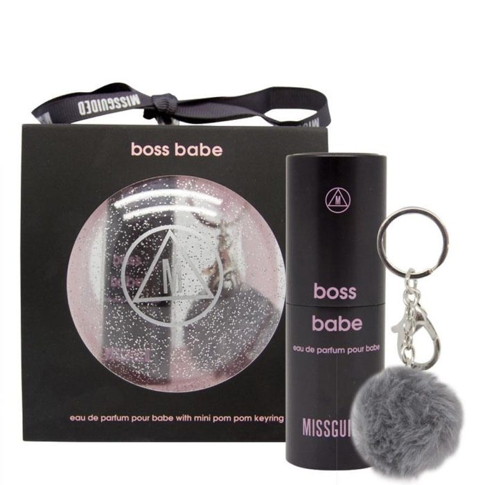 Missguided Boss Babe Mini set with 10ml Pursespray & POMPOM key ring In Christmas decoration