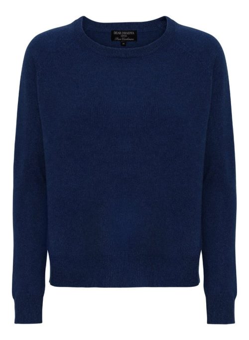 Mona Navy Cashmere Jersey Round Neck - medium
