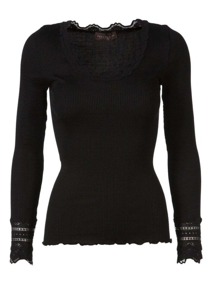 Rosemunde Lace Top Long Sleeve In Silk - Black S  Rosemunde Clothing