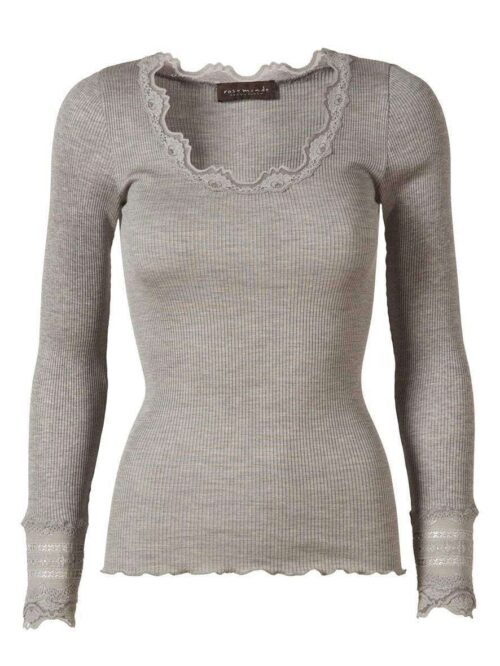 Rosemunde Lace Top Long Sleeve In Silk - Grey S  Rosemunde Clothing