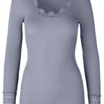 Rosemunde Lace Top Long Sleeve In Silk - Soft Blue S Rosemunde Clothing