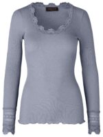 Rosemunde Lace Top Long Sleeve In Silk - Soft Blue S  Rosemunde Clothing