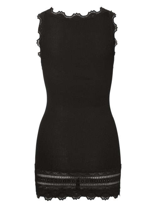 Rosemunde Lace Top W Lace Edge In Silk - Black   Rosemunde Clothing