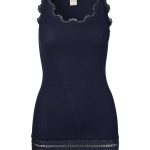 Rosemunde Lace Top W Lace Edge In Silk - Blue S Rosemunde Clothing