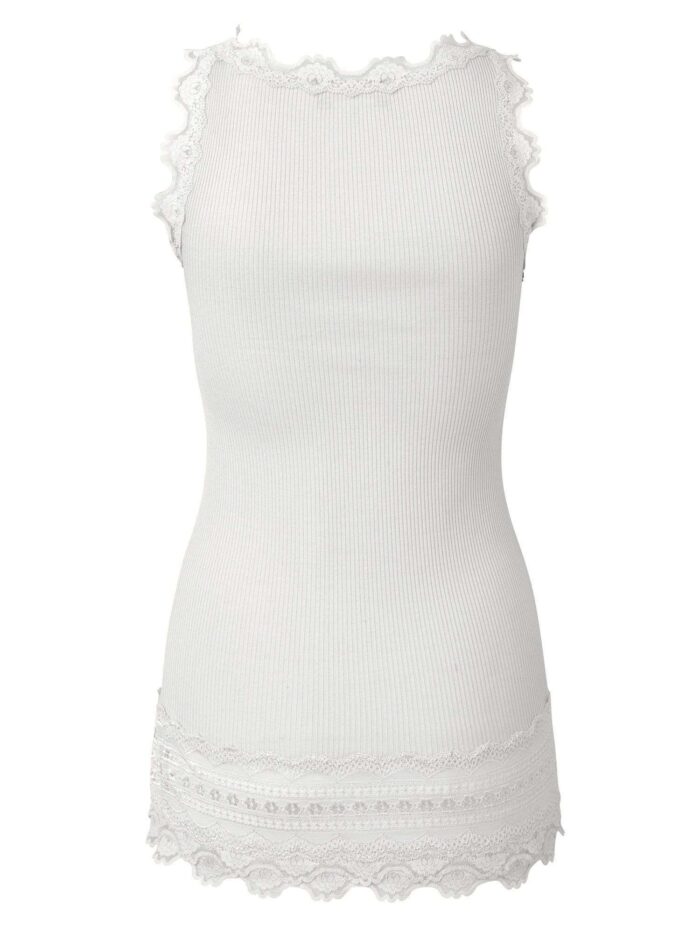 Rosemunde Lace Top W Lace Edge In Silk - White   Rosemunde Clothing