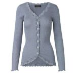 Rosemunde Vintage Lace Cardigan In Silk - Soft Blue M Rosemunde Clothing