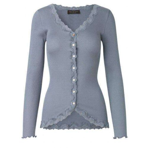 Rosemunde Vintage Lace Cardigan In Silk - Soft Blue M  Rosemunde Clothing
