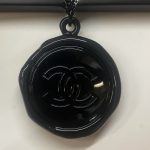 Chanel Wax-Seal style key Ring or Bag Charm with black chain