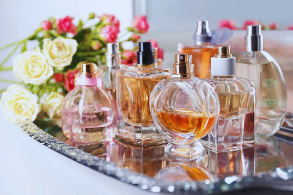 Flowers with Perfume Bottles